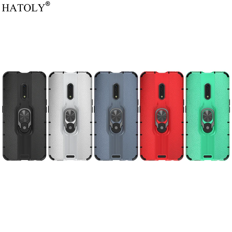 Для OPPO Realme X чехол для защитный с кольцом на палец Силиконовый ПК бронированный