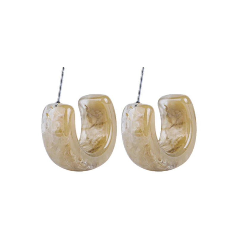 Винтаж Малый Корея простой дизайн с канифоль обруч акриловые серьги для женщин