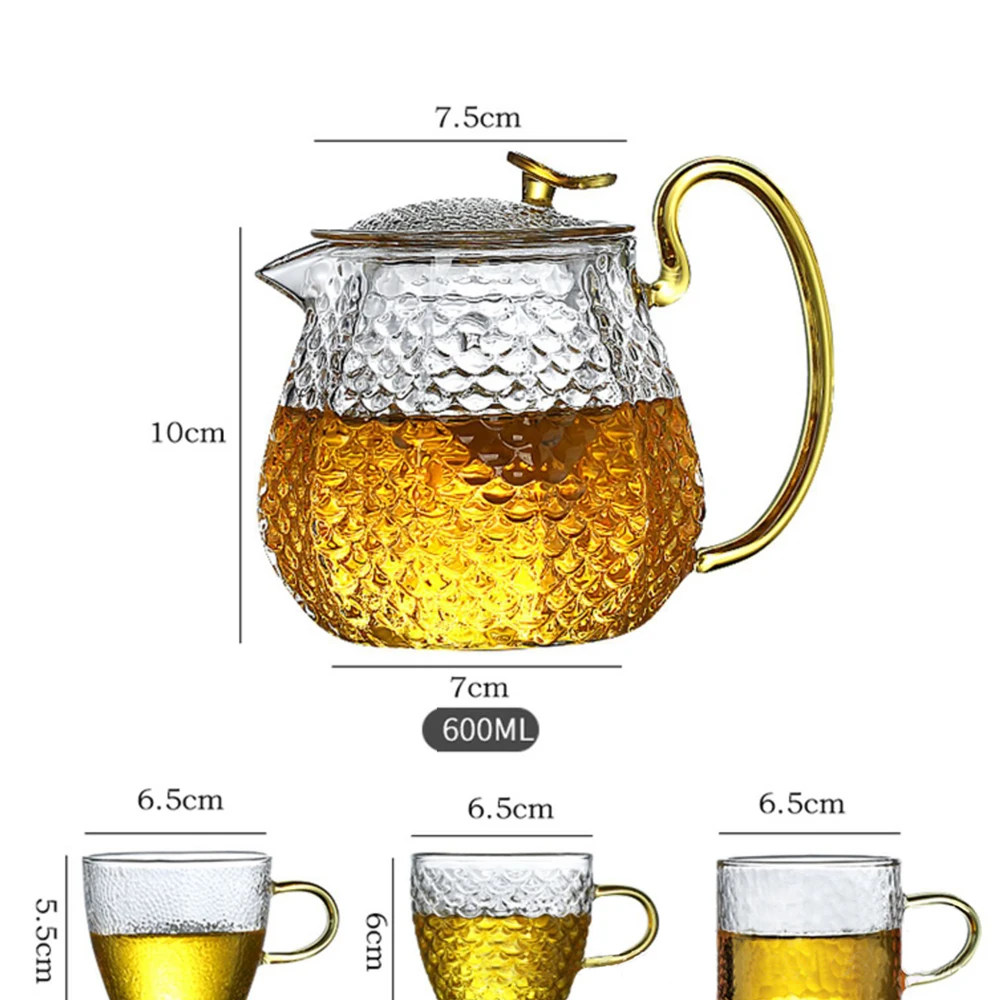 Чайная посуда стеклянный чайник 600 мл боросиликатный высокотемпературный