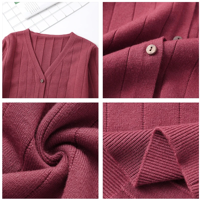 

Hirsionsan 2020 Spring Thin Women Cardigan Knitted Open Stitch Sweater Casual Loose Outwear Soft V Neck Jacket Solid Striped Top