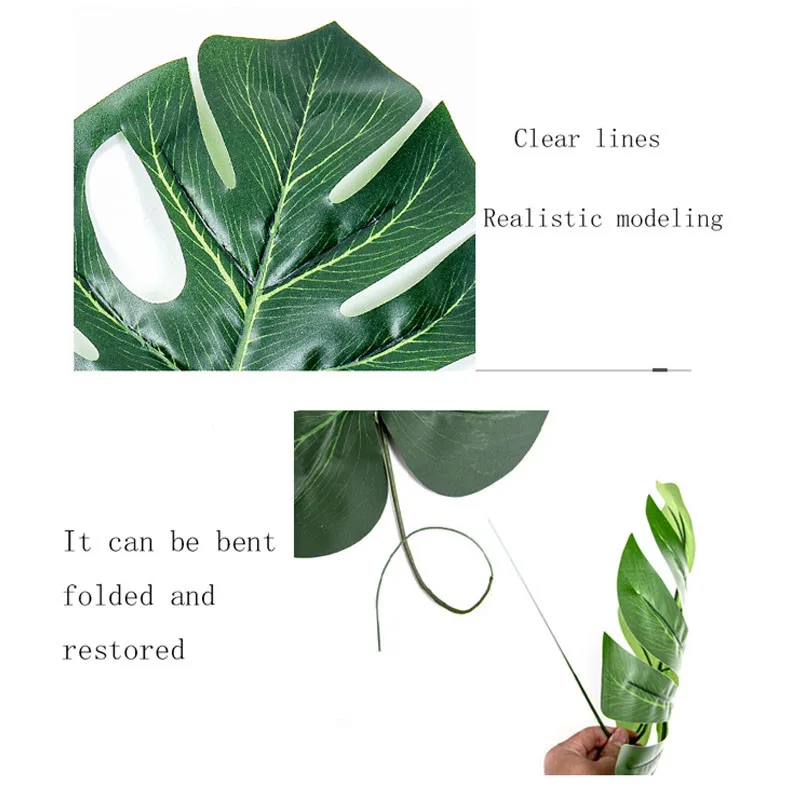 

2021 Artificial Plants Tropical Monstera Palm Leaves Home Decor Garden Office Table Decoration Fake Plant Wedding Supplies