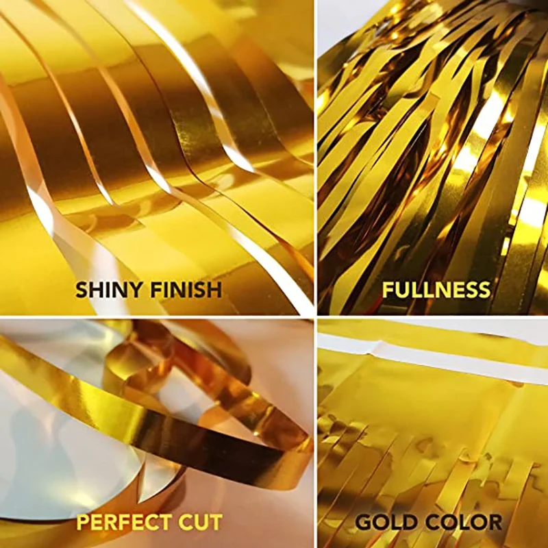 

4 Pack Home Foil Fringe Curtain Metallic Backdrop Curtain for Wedding Decoration Birthday Party Photo