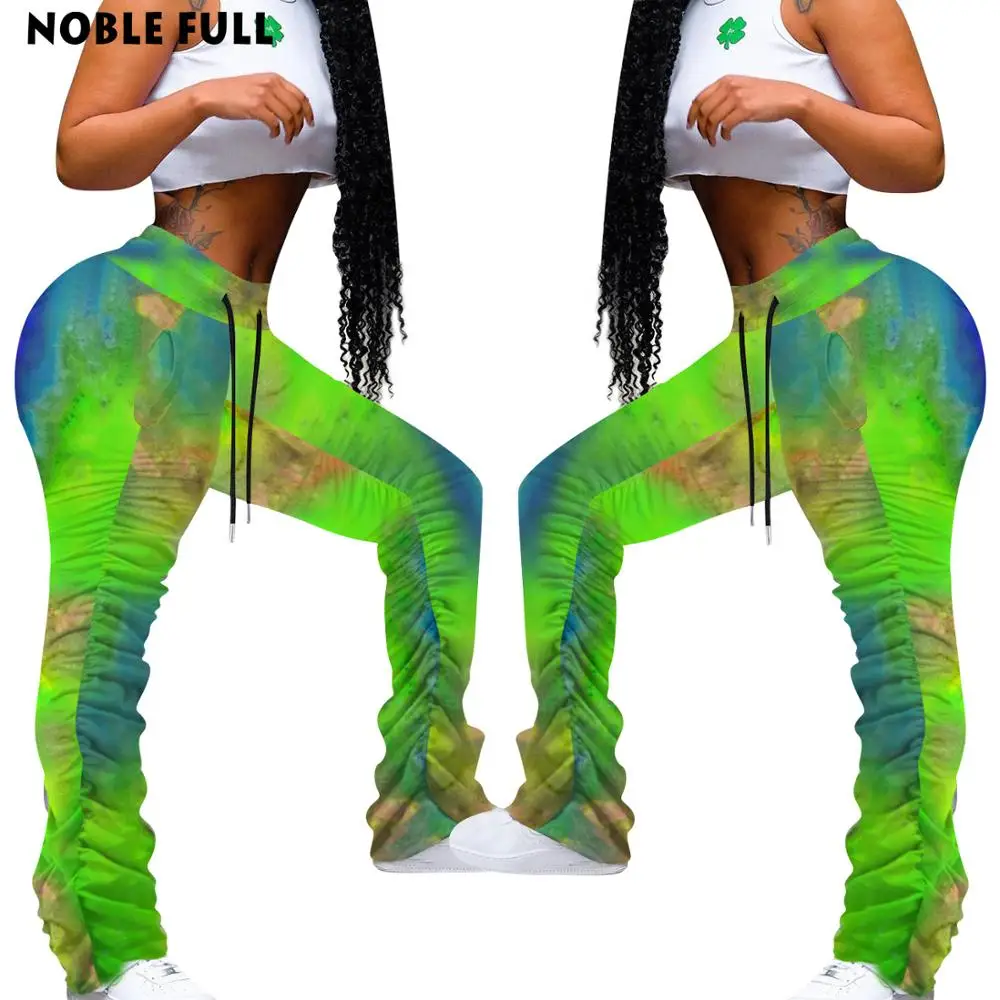 

Эластичные спортивные брюки с высокой талией для женщин, спортивный костюм в складку, леггинсы с рюшами и расклешенными драпировками, брюки