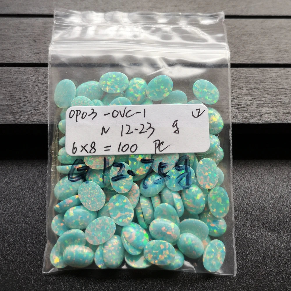 100 шт./лот 6x8 мм синтетический опал Овальный Кабошон для тела ювелирные изделия