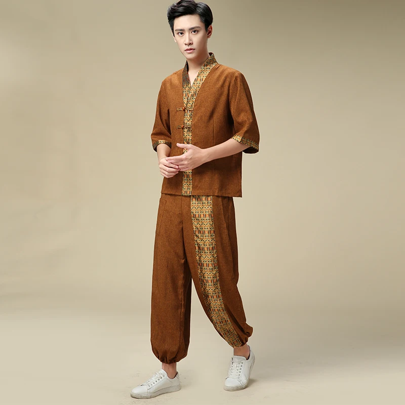 Свитания Мужская тайская форменная одежда официантов для отеля Рабочая кофе