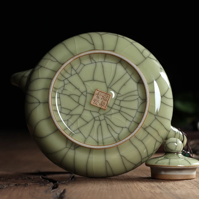Новинка горячая Распродажа хрустящая глазурь Ge Kiln Longquan Celadon чайный горшок 300 мл