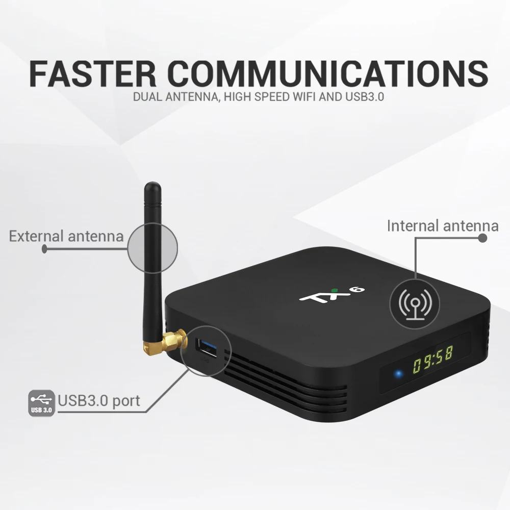 ТВ приставка TX6 Android 9 0 Allwinner H6 Smart TV 4K 4 Гб ОЗУ 64 ПЗУ 2 4G/Φ Wi Fi 100M BT4.1 DLNA HD