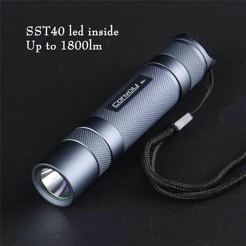 Серый Convoy S2 + SST40 1800lm 5000K 6500K управление температурой 18650 фонарик для кемпинга