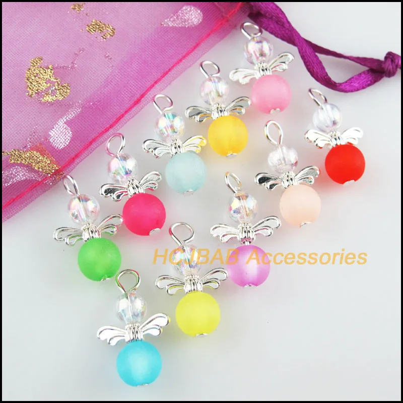 

20 новых ангелов, искусственные акриловые подвески с смешанными матовыми шариками 13,5x22 мм