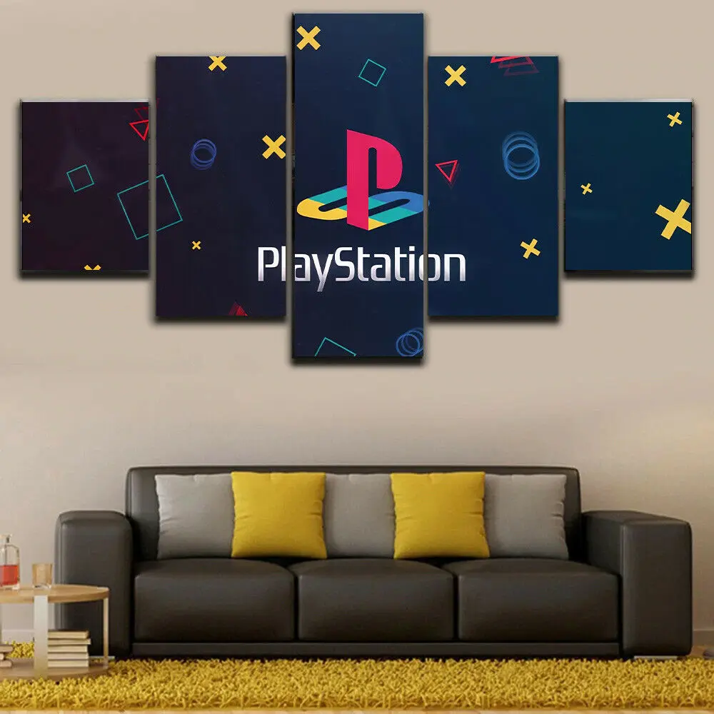 

No Framed PlayStation Gaming Arena Logo 5 piece Wall Art Canvas Print Posters Paintings Painting Living Room Home Decor Pictures