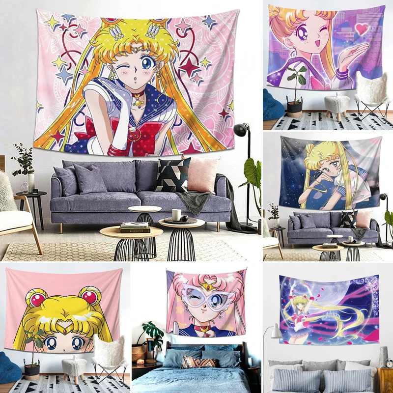 

Anime Girl Tapestry Kawaii Home Decor Living Room Wall Hanging Decoration Cartoon Girls Bedroom Curtain Decoration