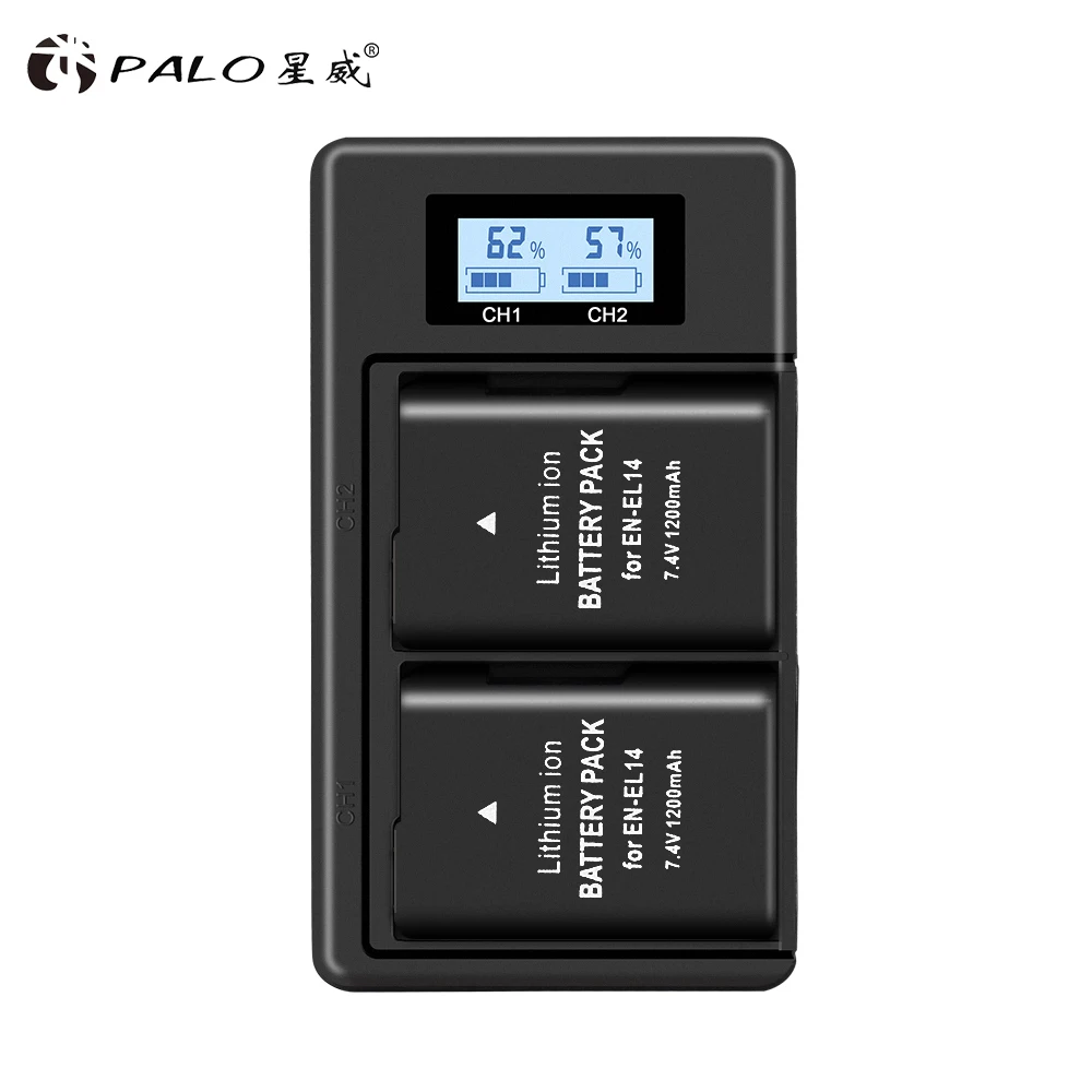 Palo 2 шт. EN EL14 ENEL14 1200 мА/ч Батарея для Nikon P7800 P7700 P7100 P7000 D5500 D5300 D5200 D3200 D3300 D3400 D5100 D3100|battery