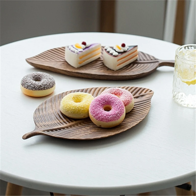 Новый деревянный поднос с рисунком листьев для фруктов искусственный чая