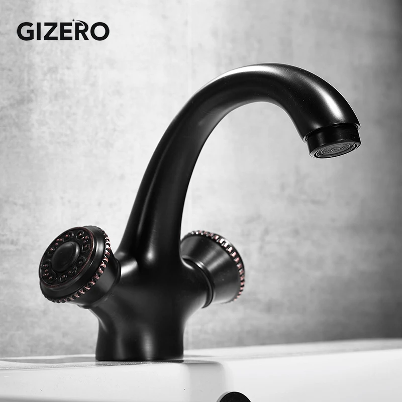 GIZERO горячая холодная черная бронзовая отделка Смеситель для ванны смеситель