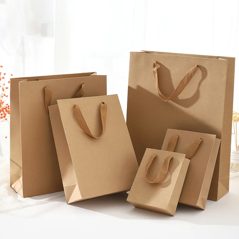 Multi Size Kraft Paper Gift Bags with Handles Flower Shop Bag New Year DIY Decor Wedding Birthday Party | Дом и сад