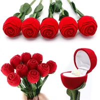 rose love heart romantic wedding ring box cases earring pendant necklace jewelry display gift box case rose engagement wedding