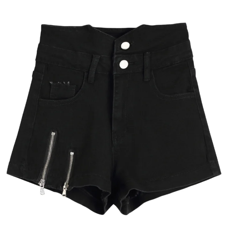 

High Street Fashion Denim Shorts Women Chic Button High Waist Zipper Summer Shorts Ladies Streetwear Jeans Shorts 2021