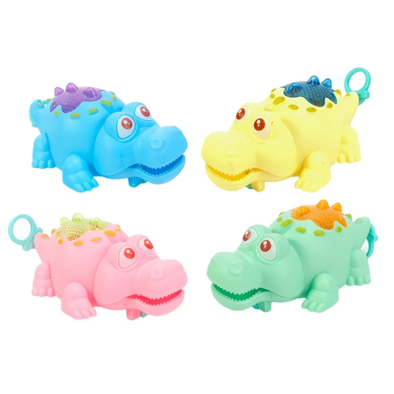 

87HD Pool Float Bath Toy Wind-Up Clockwork Pull String Swimming Crocodile LED Light Up Bathtub Animal Toys for Boys Girls Random