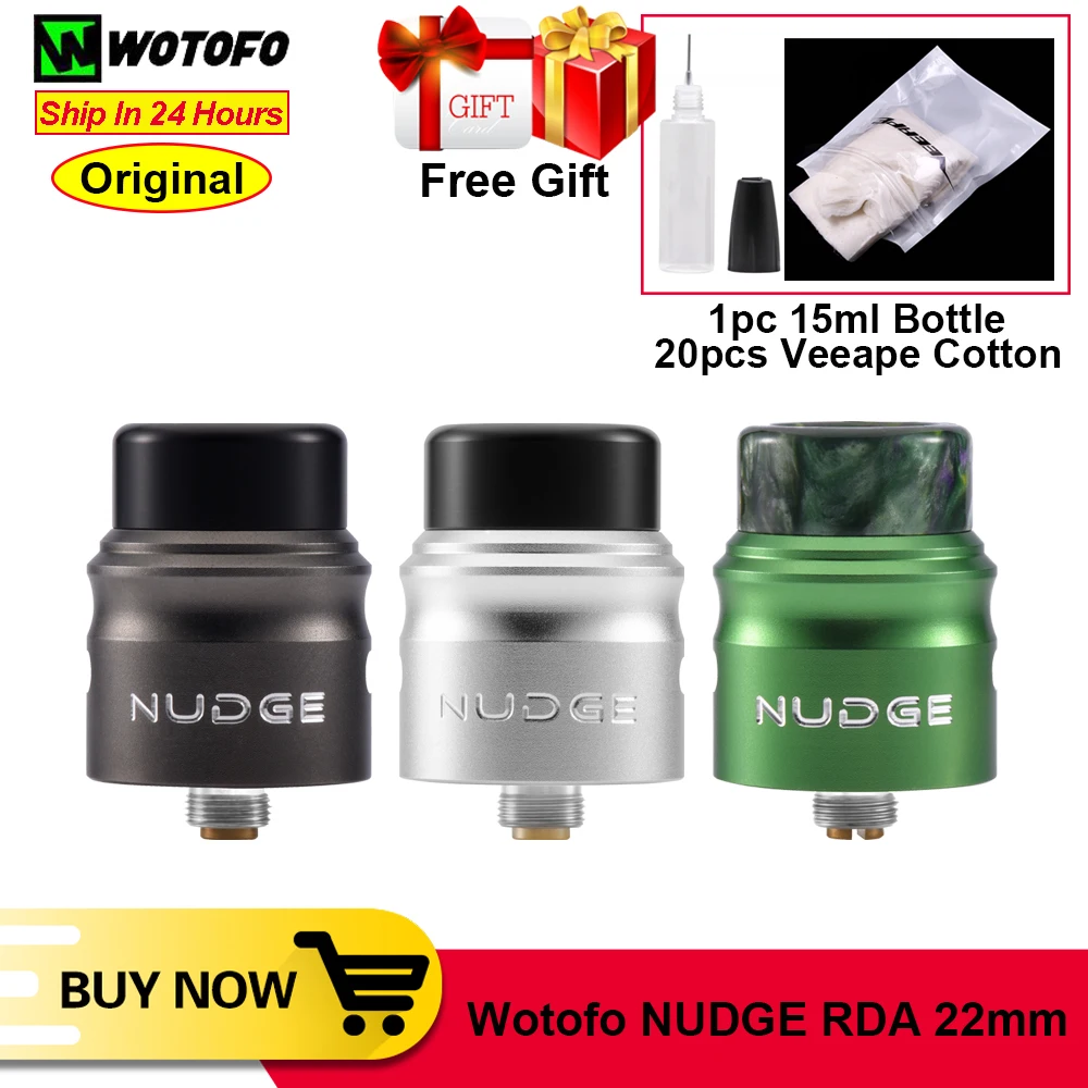 100% оригинал WOTOFO NUDGE RDA 22 мм электронная сигарета Ремонтопригодный распылитель