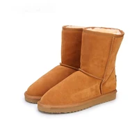 classic genuine cowhide leather snow boots 100 wool women boots warm winter shoes for women large
