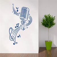 microphone mic music sign vinyl wall decal musical notes art decor stickers bedroom music room ktv cool mural decoration cx155