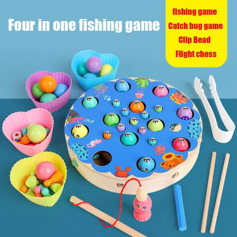 Деревянные игрушки для рыбалки Детские Учебные игры по методу Монтессори джунли