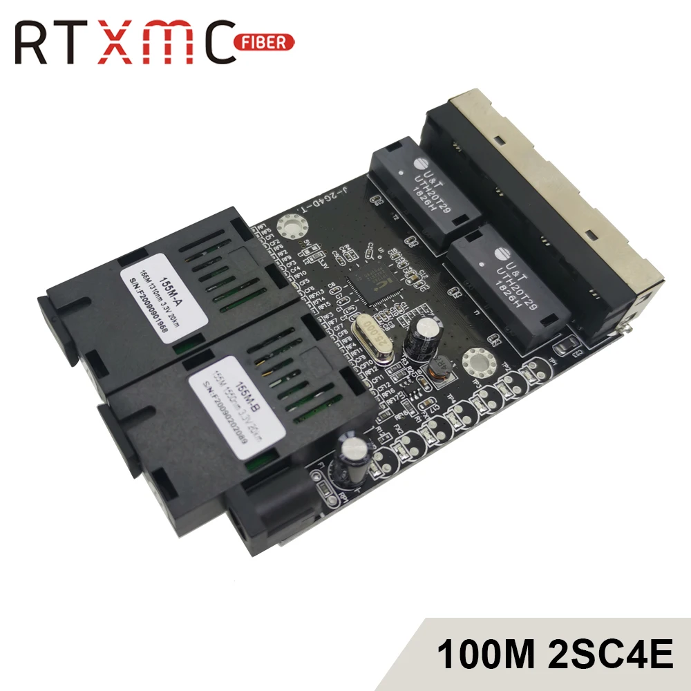 Коммутатор Ethernet с 4 портами Fast Erhetnet 2F4E 10/100 м 2 волоконных порта SC 25 км UTP RJ45