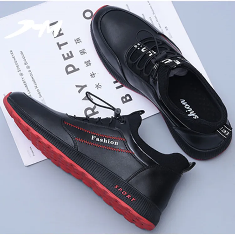 Men's Leather Casual Shoes Men Luxury Sneakers Spring/Autumn Business Fashion Black Shoes Elastic Band Designer Mens loafers