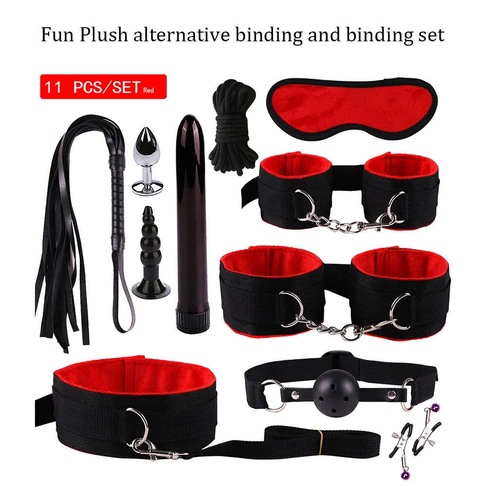 Сексуальное нижнее белье Женский комплект бондажа секс манжеты наручники кнут