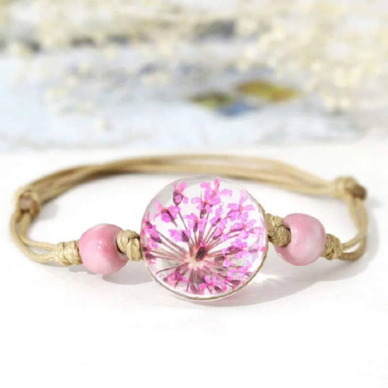 

1 шт., женский браслет из хрустального стекла с сушеными цветами