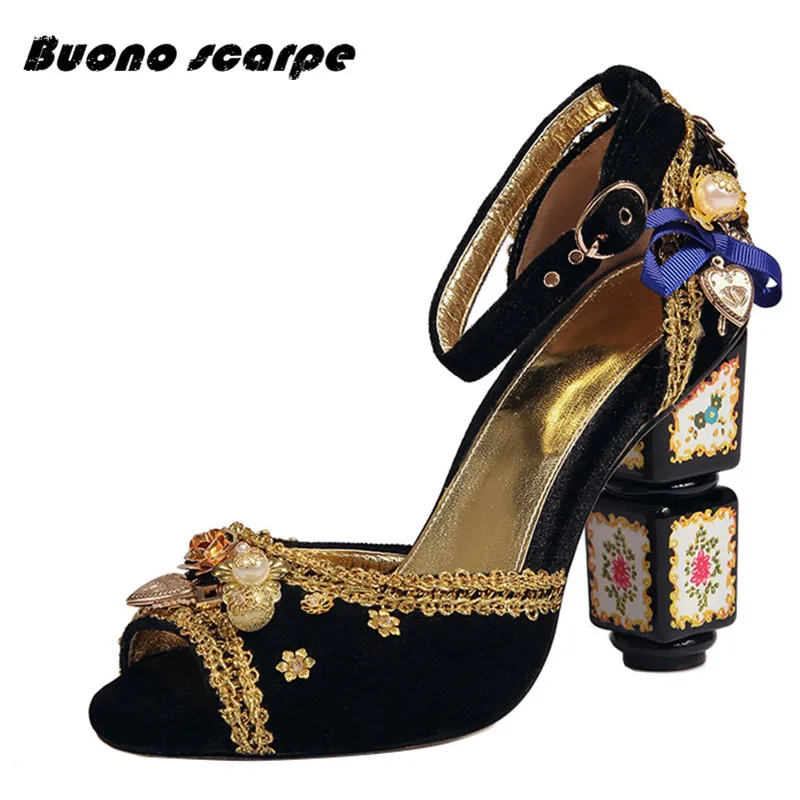Buonoscarpe/2019 модные замшевые босоножки на высоком каблуке женская летняя