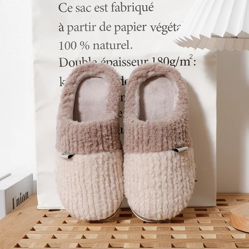 Cotton Slippers For Men And Women Couples Winter Home Indoor Mute Non-Slip Wear-Resistant Soft BottomHouseholdWarmPlush Slippers