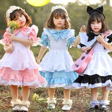 Umorden Cute Lolita Maid Costume Dress Wonderland Alice Cosplay for Teen Girls Girl Women Halloween Blue