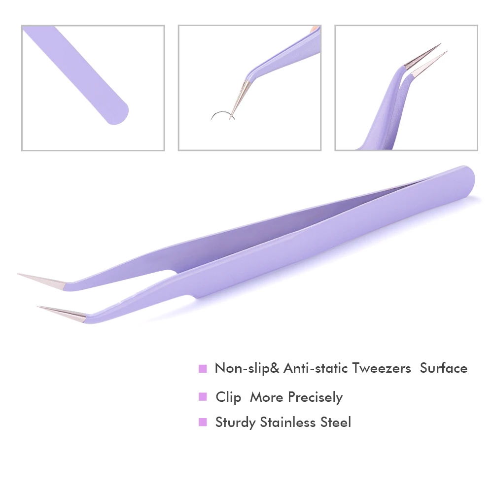 Новые фиолетовые цветные пинцеты из нержавеющей стали прямые изогнутые для