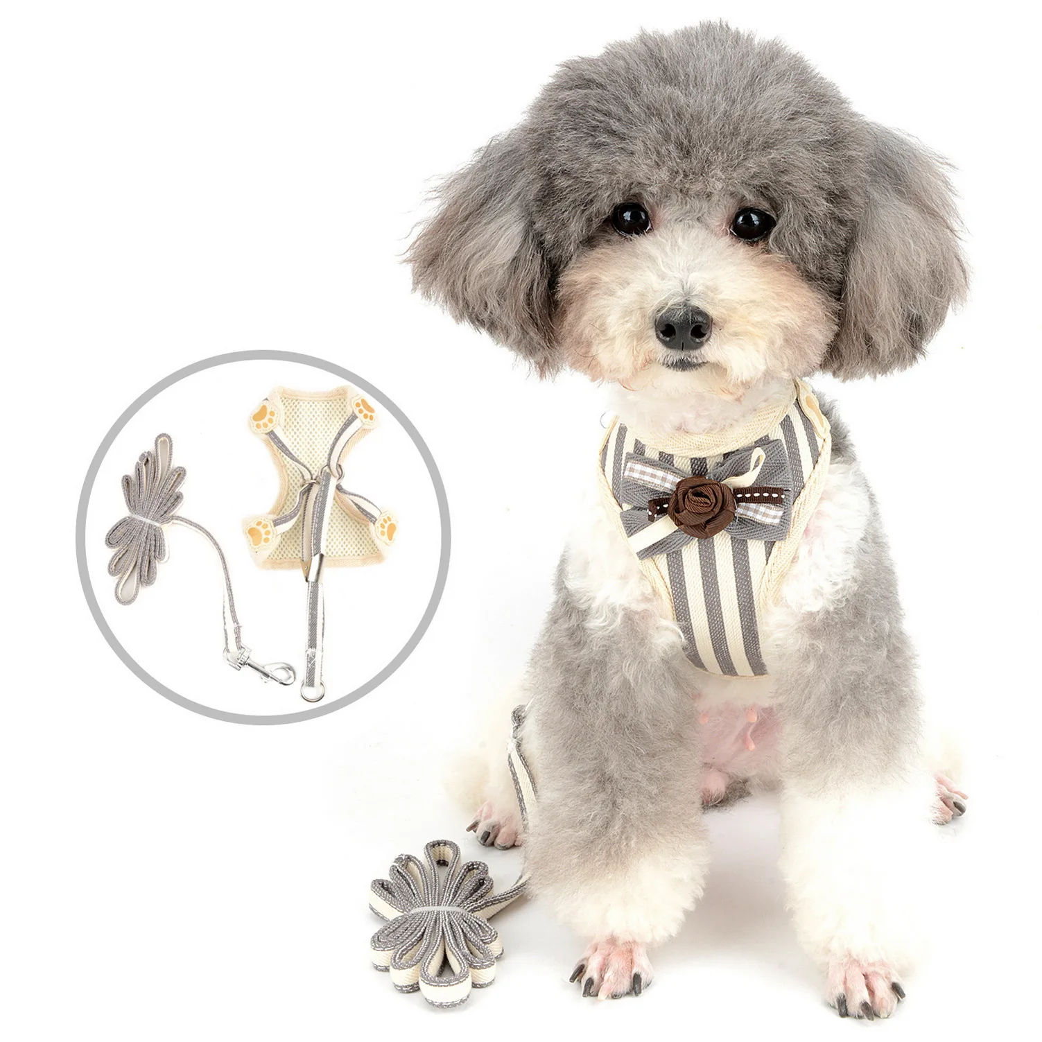 Бантик в полоску для девочек поводок маленьких собак кошек прогулок защищенный