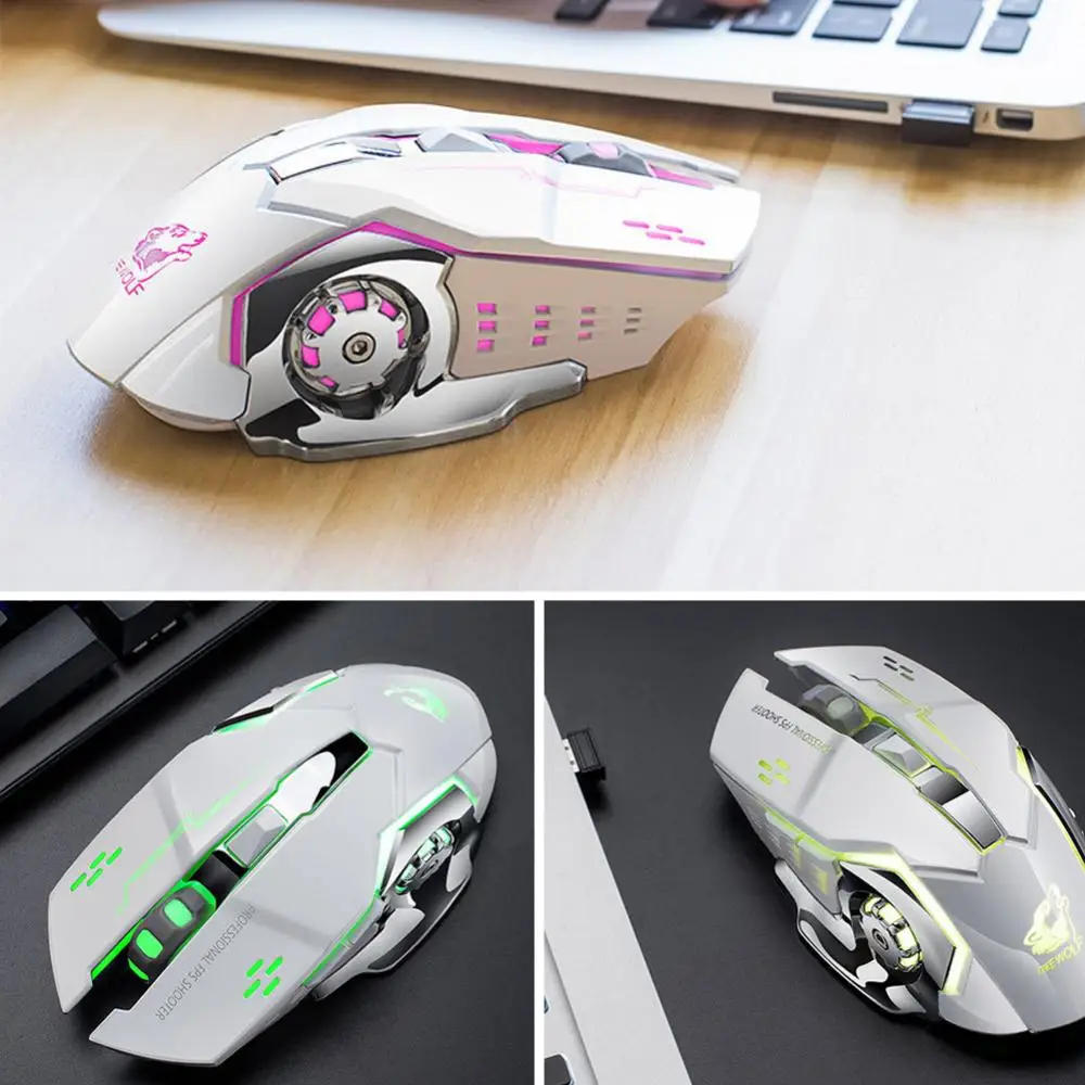 Бесшумная Беспроводная оптическая мышь Wolf X8 2 4 ГГц 2400DPI 6 клавиш USB-приемник -