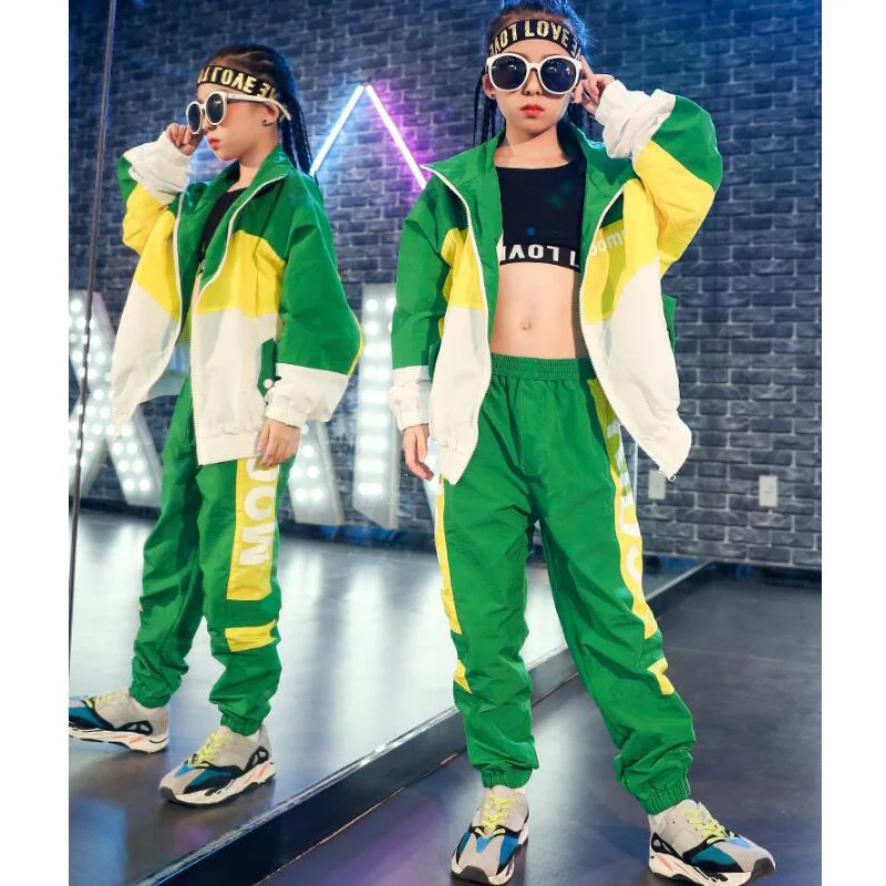 Детская модная зеленая одежда в стиле хип-хоп короткая куртка короткий топ