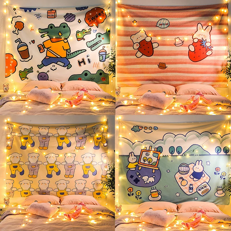 Гобелен аниме с подсветкой Ins огни фоновая ткань реквизит Настенный декор