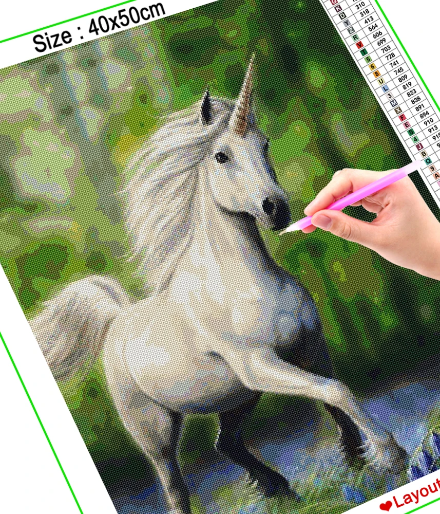 DIAPAI искусство 5D DIY Алмазная картина &quotЕдинорог пейзаж&quot картины бисером вышивка