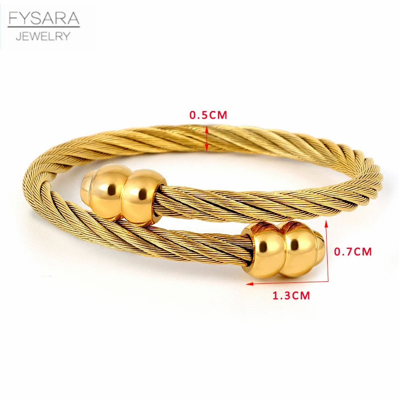 FYSARA панк твист провод браслеты и для женщин мужчин ногтей браслет из нержавеющей