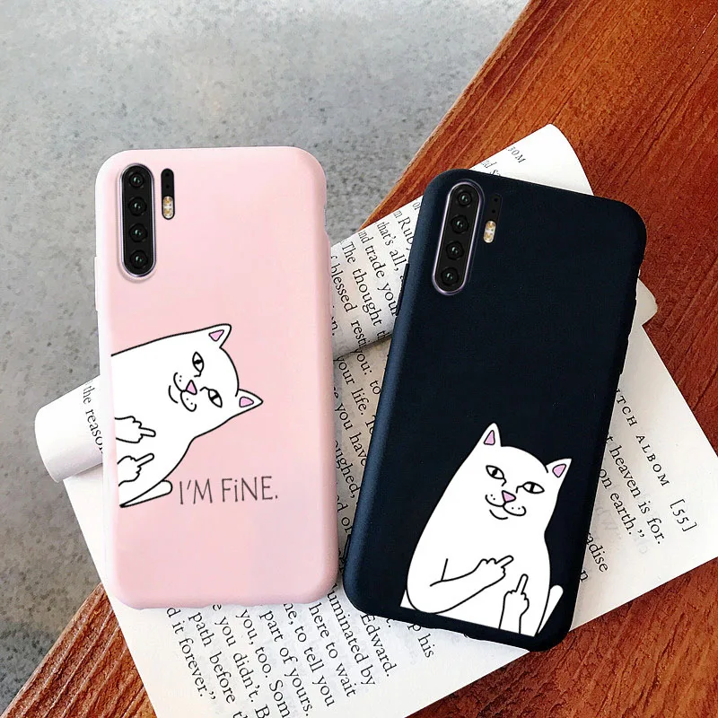 

Funny Cat Case For Huawei P40 Lite P30 P20 Pro Case Silicon Bumper Huawei Y7 Y6 Y5 Y9 Prime 2019 2018 Y9A P10 P8 P9 Cover Fundas