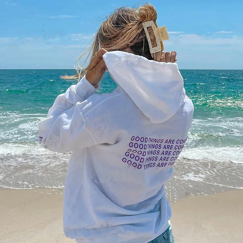 

American clothes sweater print street retro loose warm top women Y2K hoodie clothes streetwear sweatshirt Harajuku long-sleeved
