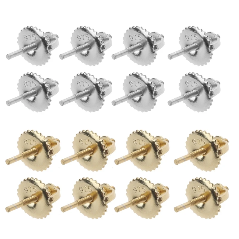 

4 Pairs 925 Sterling Silver Earrings Secure Screw on Earring Backs Replacement