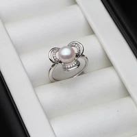 natural freshwater pearl rings for womenreal pearl wedding ring 925 silver jewelry adjustable size