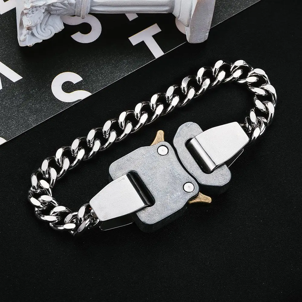 

Heavy Bangle BRACELETS Men Women Titanium Stainless Steel Bracelet Metal Buckle Made