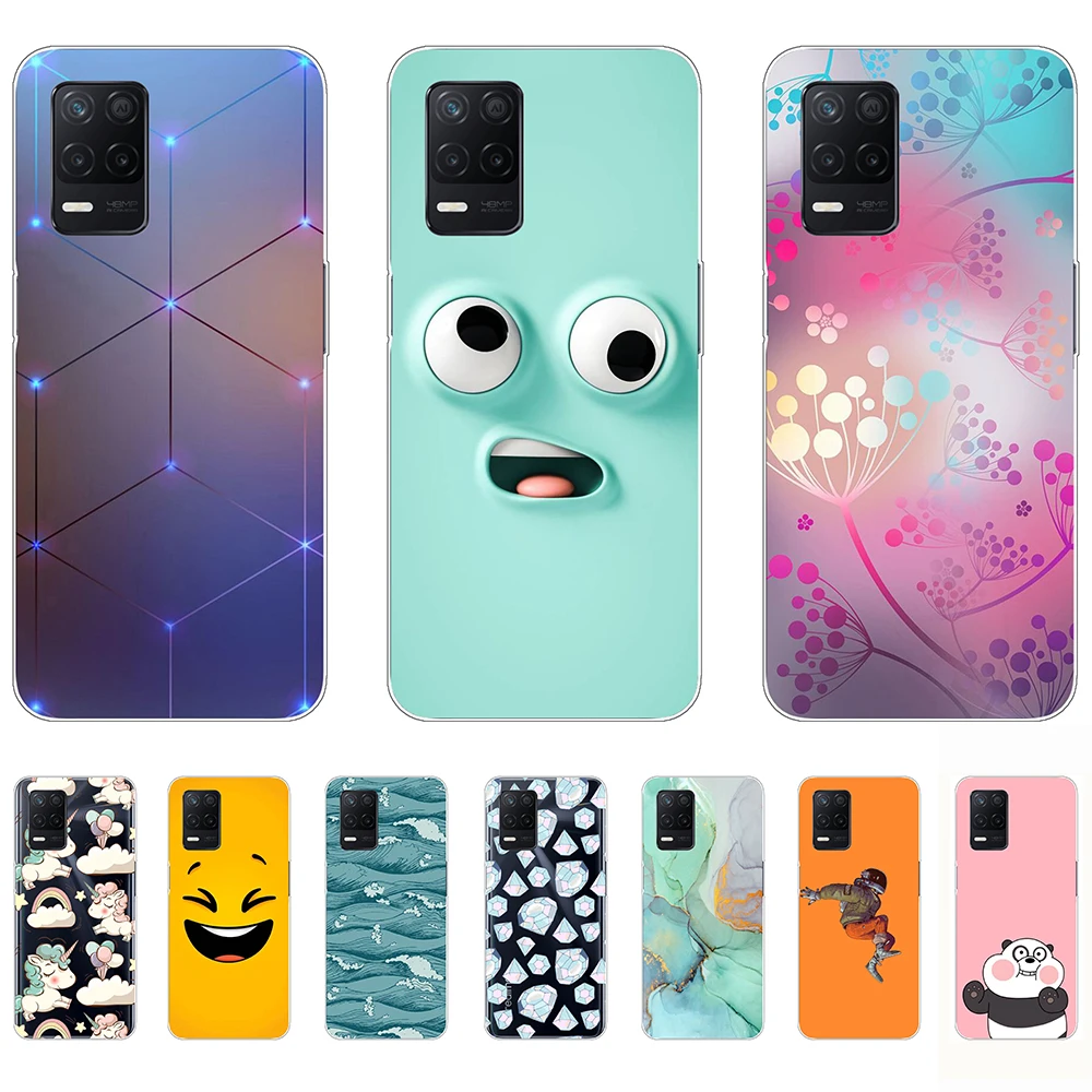 

For Realme 8 5G Case Tpu Silicon Cartoon Flexible Shell Phone Cover on Realme 8 5G Anti-knock Non-slip Fundas Coque Etui Bumper
