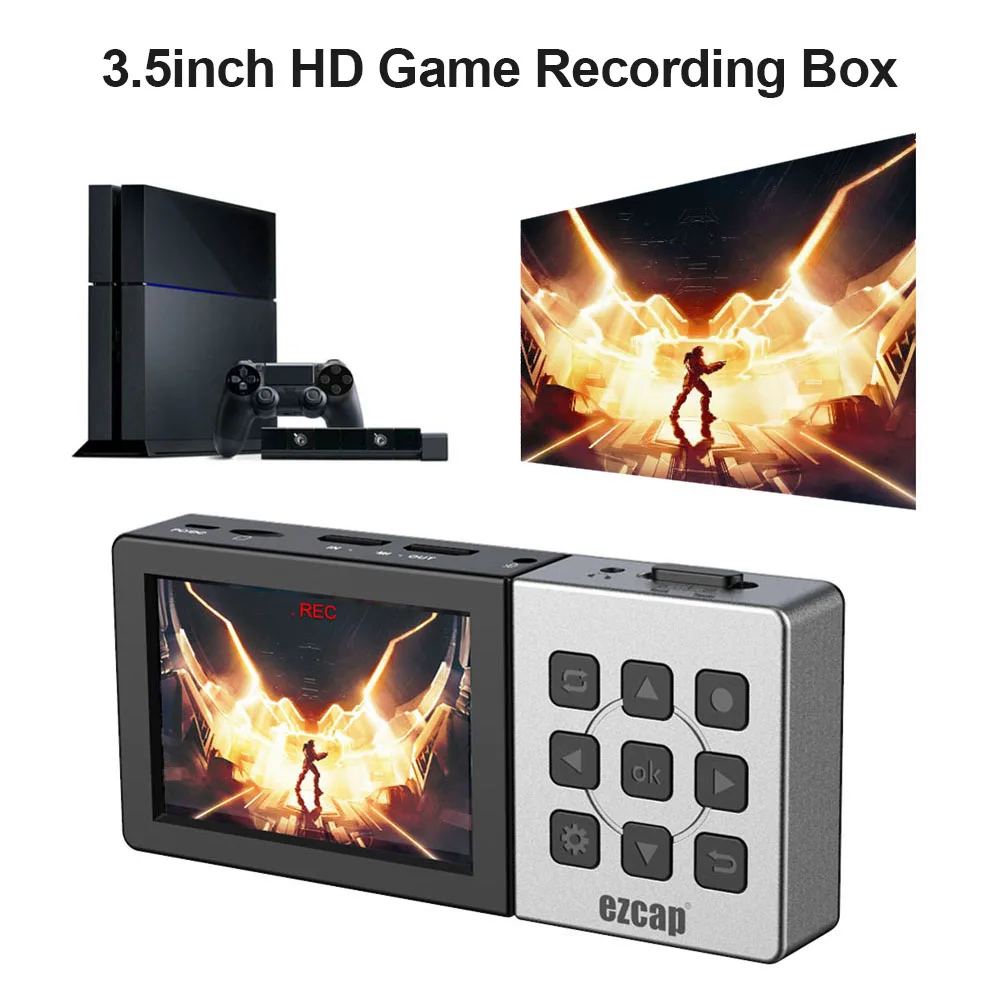 

Ezcap 273A HD Video Recorder Box Portable Game Capture Box with 3.5 Inch LCD Screen 1080P 60fps Game Capture Device