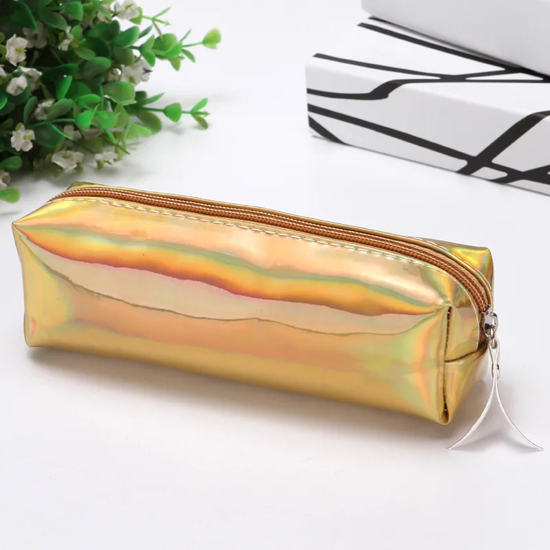 Цвет: желтый New laser pencil bag Simple ladies cosmetic bag cylinder storage bag male and female students stationery pencil bag CL-19222 - Цвет: Цвет: желтый
