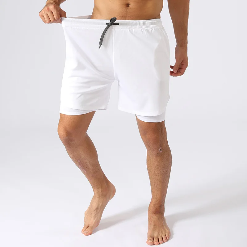 

Men's Casual Shorts 2 in 1 Workout Running Leggings Men Quick Dry Short Pants with Pockets Plus Size Men's Elastic Waist Shorts