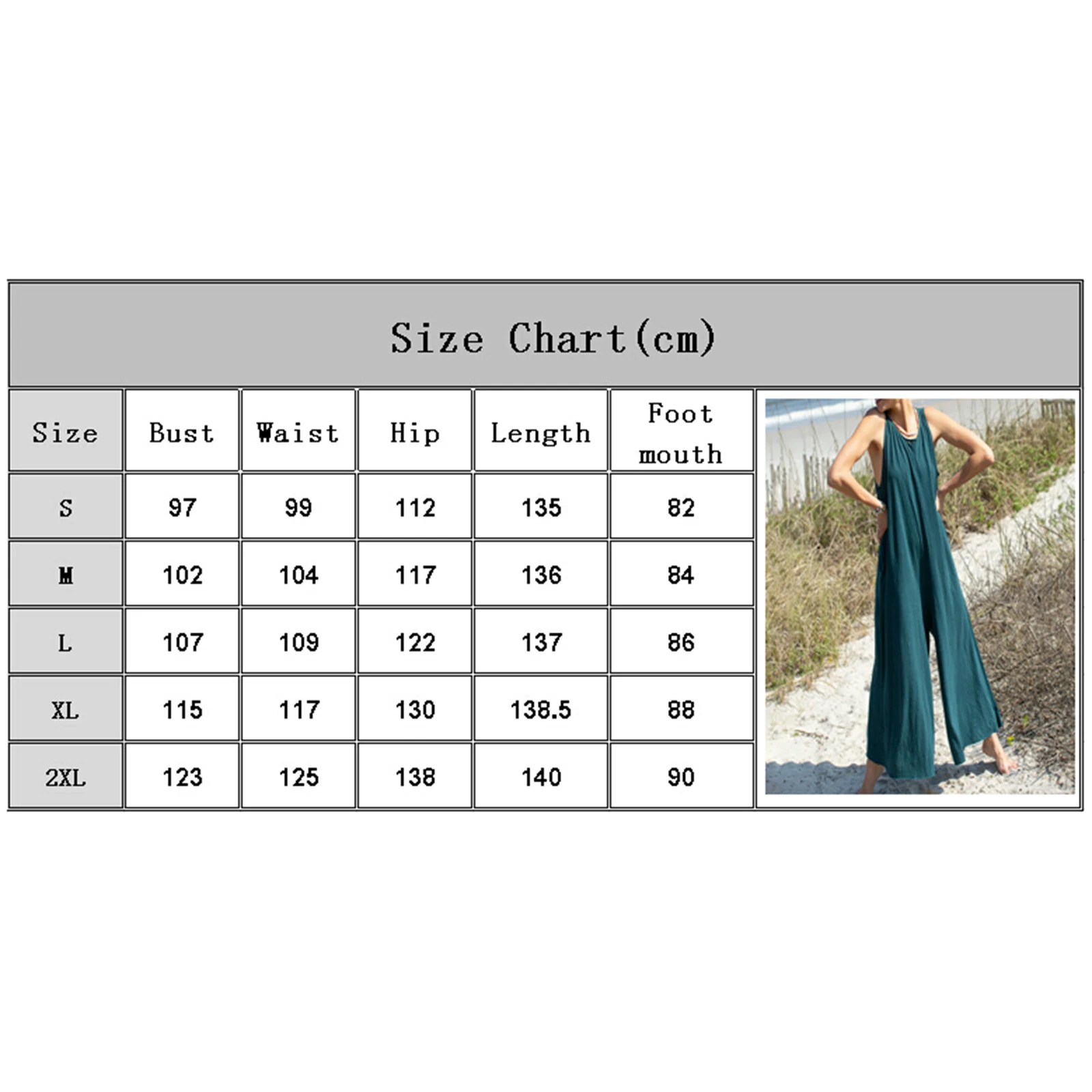 

Female Jumpsuit, Adults Solid Color U-Neck Sleeveless Romper Suspender Trousers for Summer, S/M/L/XL/XXL